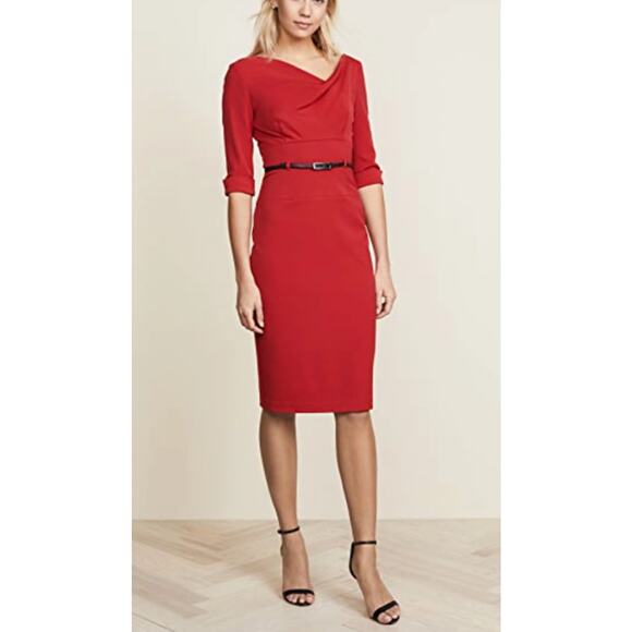 Black Halo Jackie O Three-quarter Sleeve Sheath Dress In Red  Women’s Size 4 - Picture 1 of 10